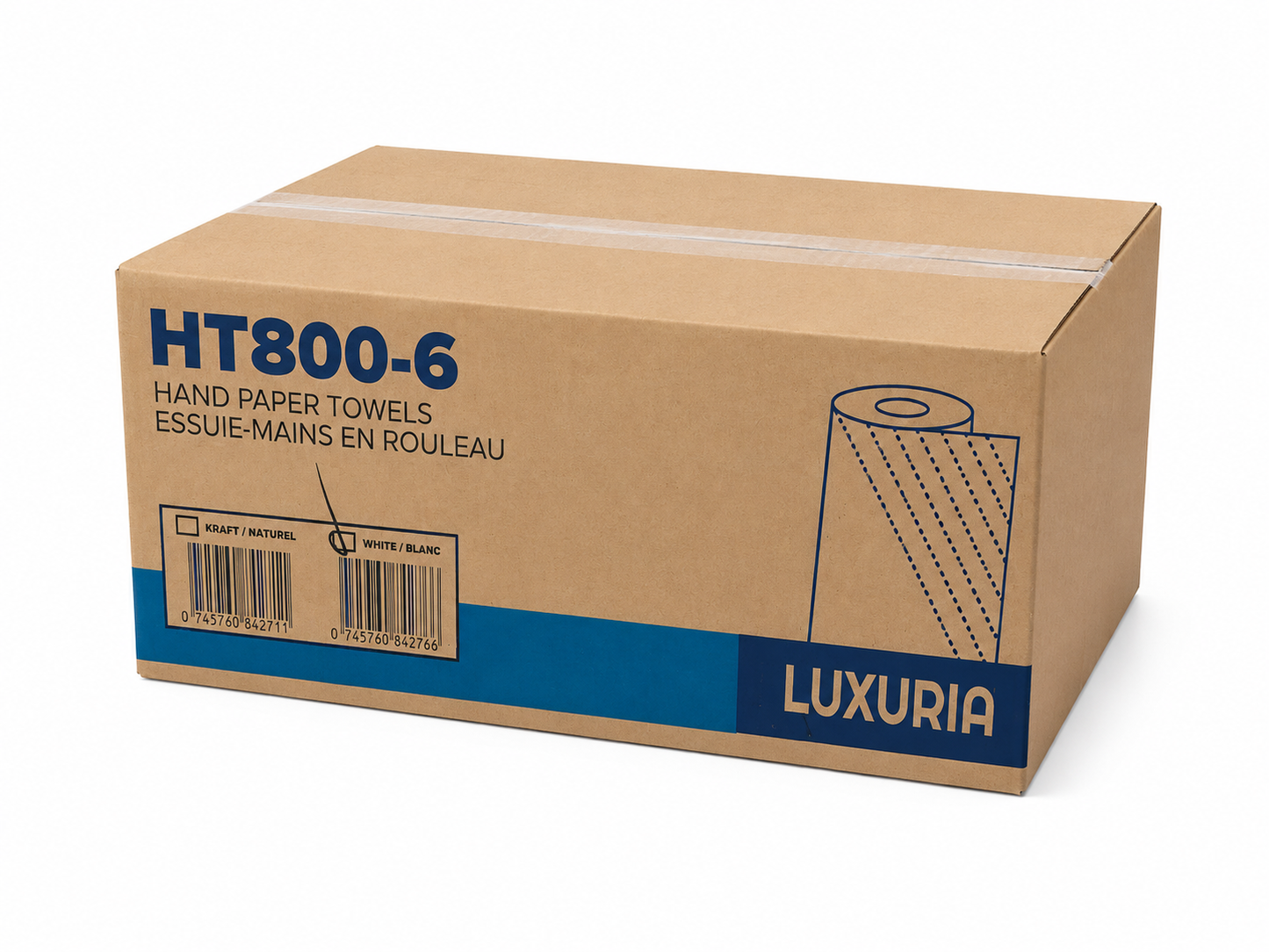 Roll paper hand towels - White, 6 x 800 feet - Luxuria