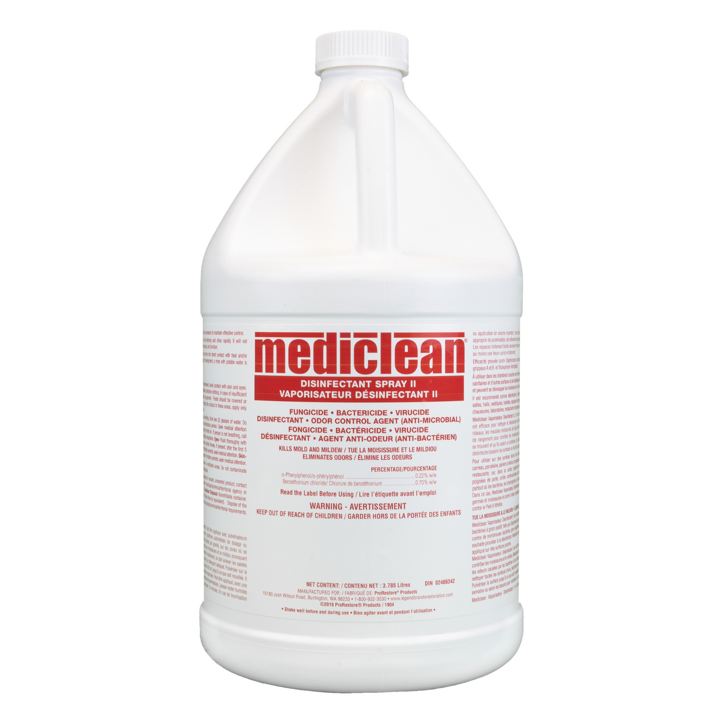 nettoyant vaporisateur désinfectant fongicide bactéricide virucide concentré 4L mediclean