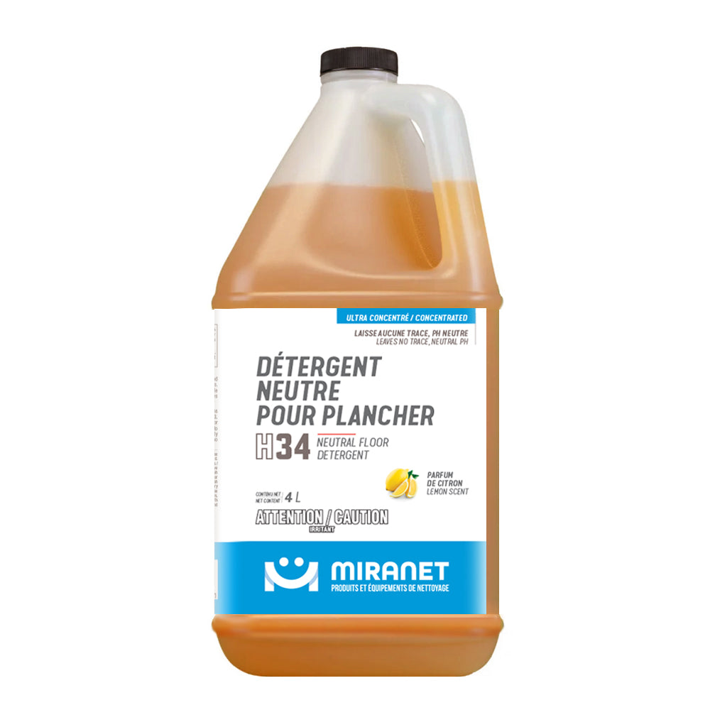 Détergent neutre plancher bois produit à diluer concentré H34 miranet 4L