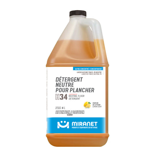 Détergent neutre plancher bois produit à diluer concentré H34 miranet 4L