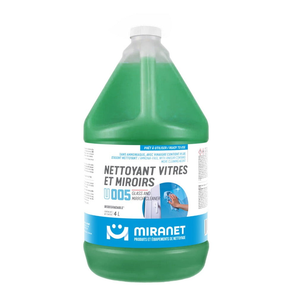 Nettoyant pour vitres et miroirs parfum pomme biodégradable 4L U005 Miranet