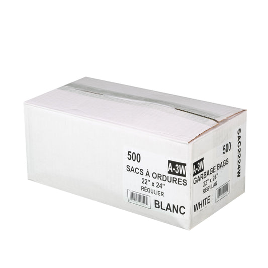 sacs ordures A3W 2224W blanc 22x24" régulier