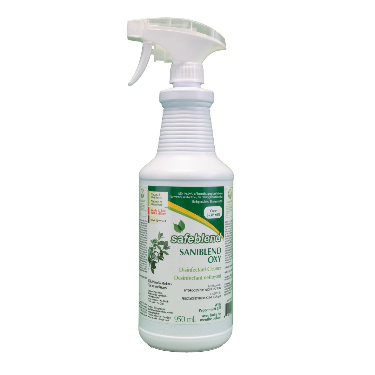 nettoyant désinfectant huile menthe poivré 950ml oxy saniblend safeblend