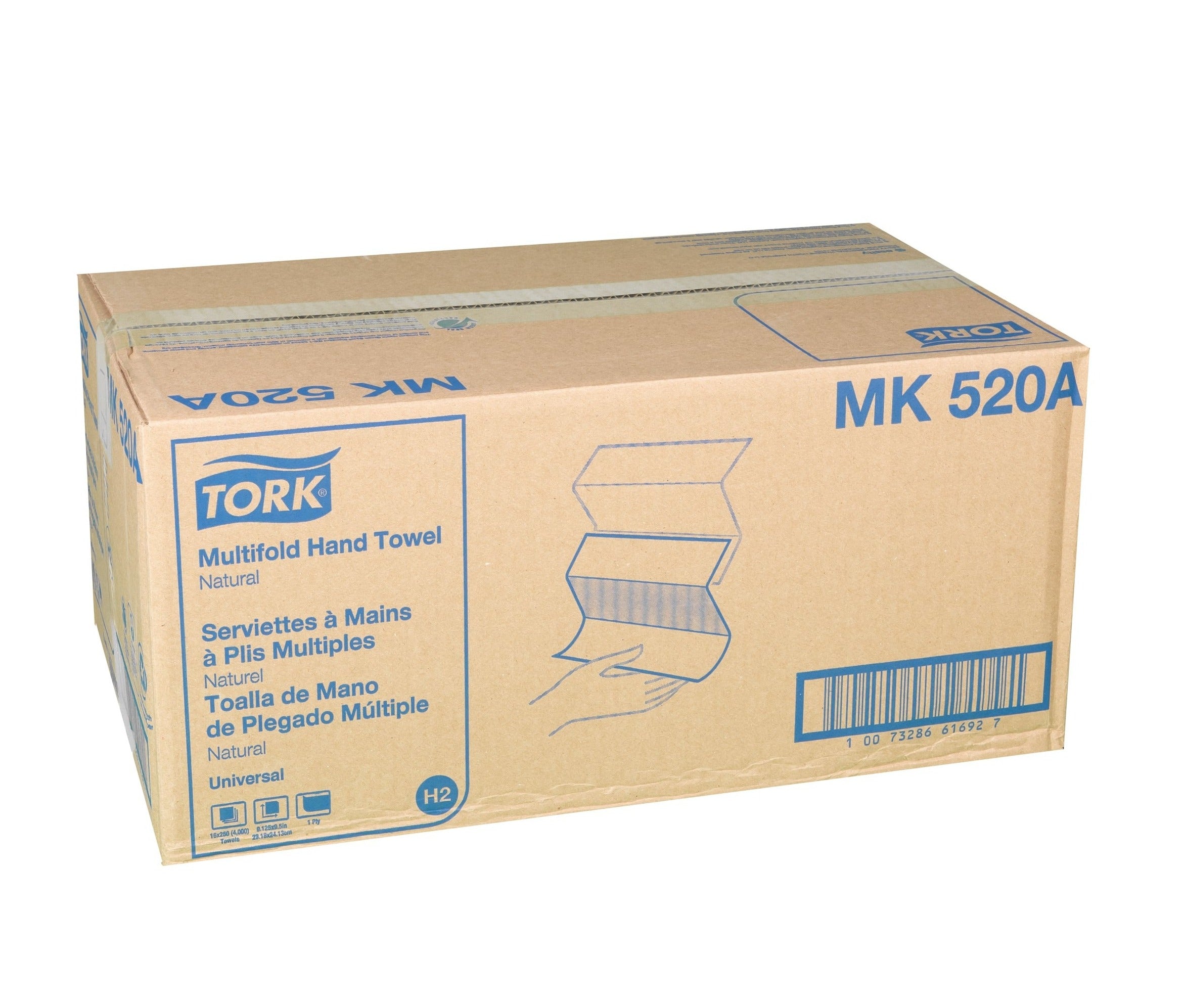 Papier essuie-mains à plis multiples - Brun 16 x 250 feuilles MK520A - TORK