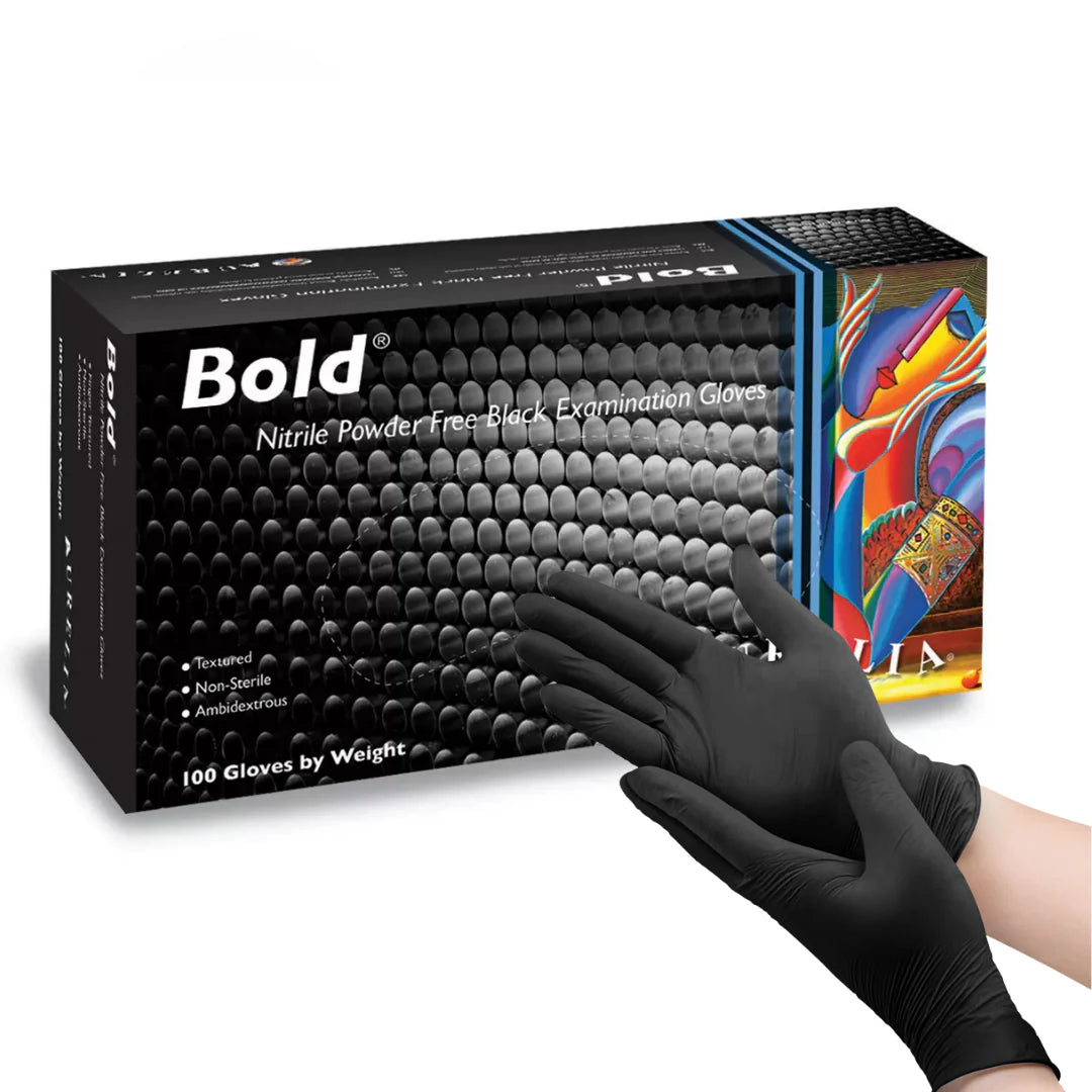 gants bold noir micro texturé éxamination sans poudre nitrile miranet
