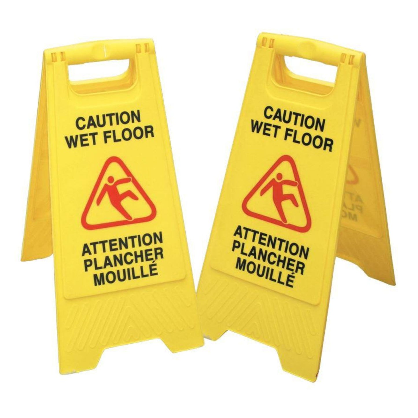 Panneau pancarte sécurité jaune attention plancher mouillé 2po bilingue