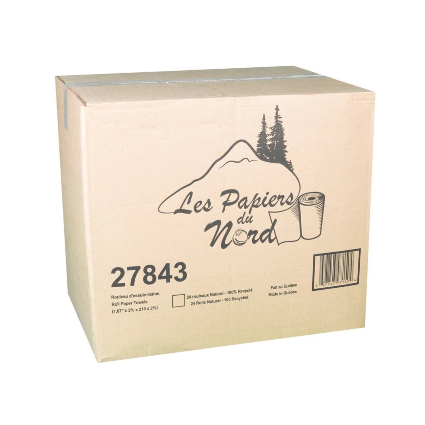 Essuie-main rouleau 24x205pi brun kraft papier du nord