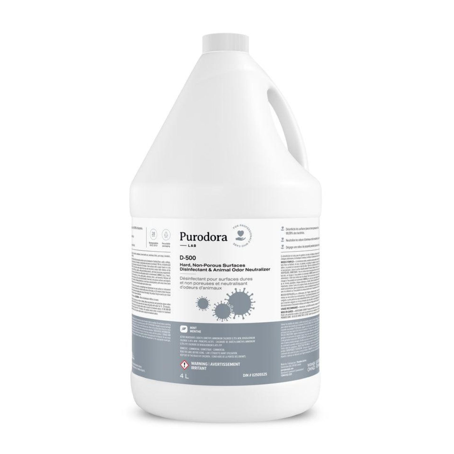 D500 nettoyant désinfectant neutralisant odeurs animaux surfaces dures 4L
