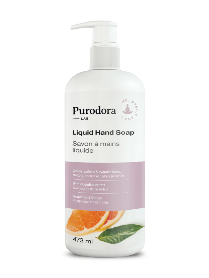 Purodora savon mains liquide pamplemousse orange 473ml compagnie québécoise