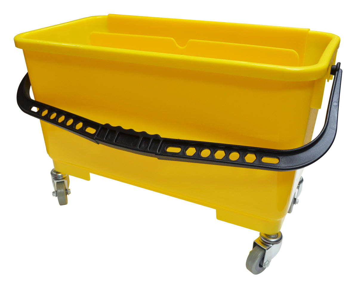 Seau lavage vitre plastique robuste 18po roues tamis suspendu poignée