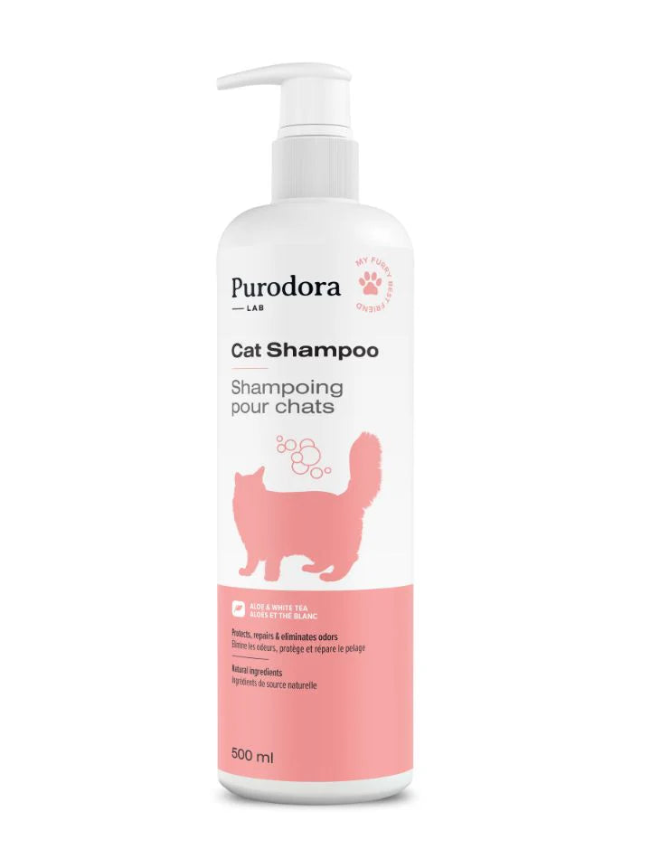 Shampoing chat 500ml aloès thé blanc compagnie québécoise purodora