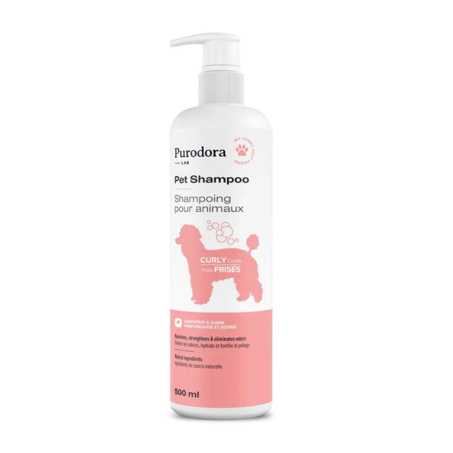 Purodora shampoing poils frisé animaux 500ml compagnie québécoise