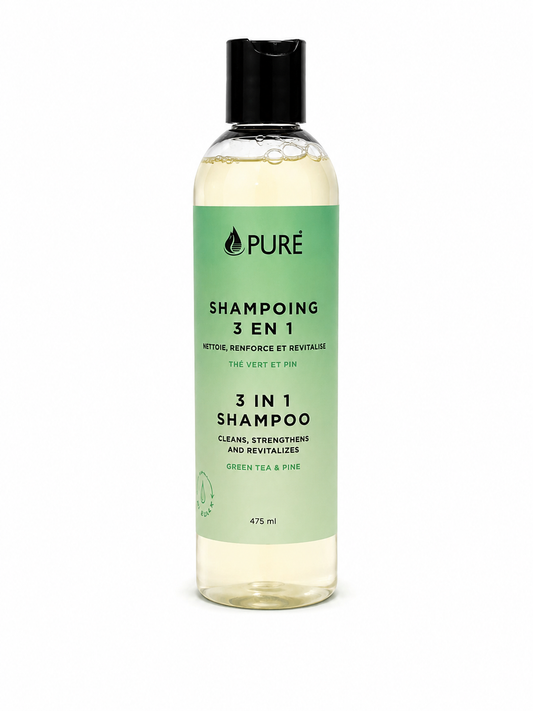 Shampoing 3 en 1 - Thé vert & pin (2 formats) - Pure