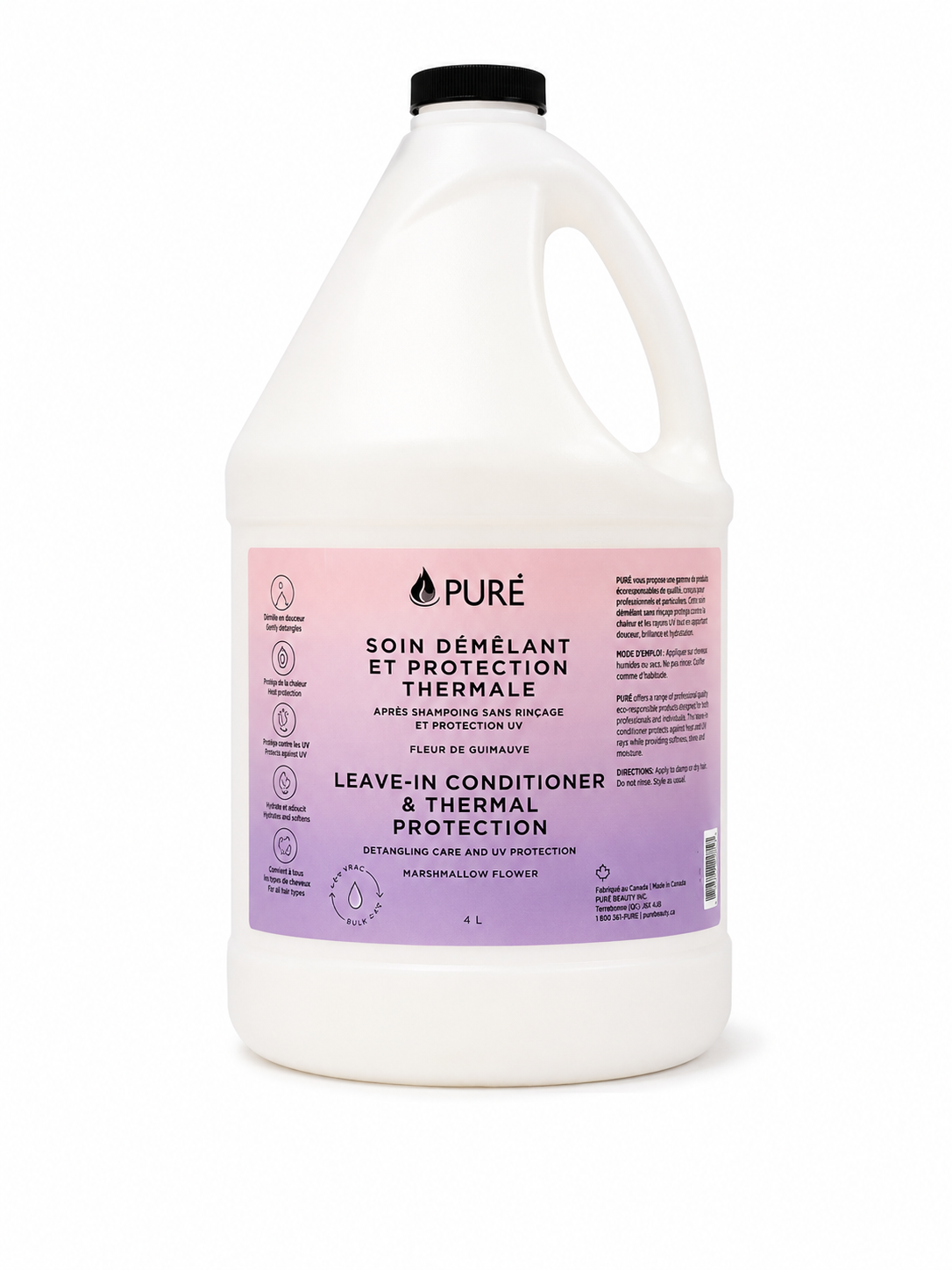 Soin démêlant et protection thermale - Fleur de guimauve (2 formats) - Pure