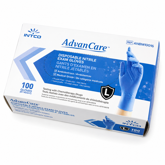 Blue Nitrile Examination Gloves - Large, 100/box - Advancare