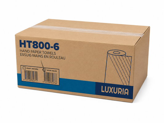Roll paper hand towels - White, 6 x 800 feet - Luxuria