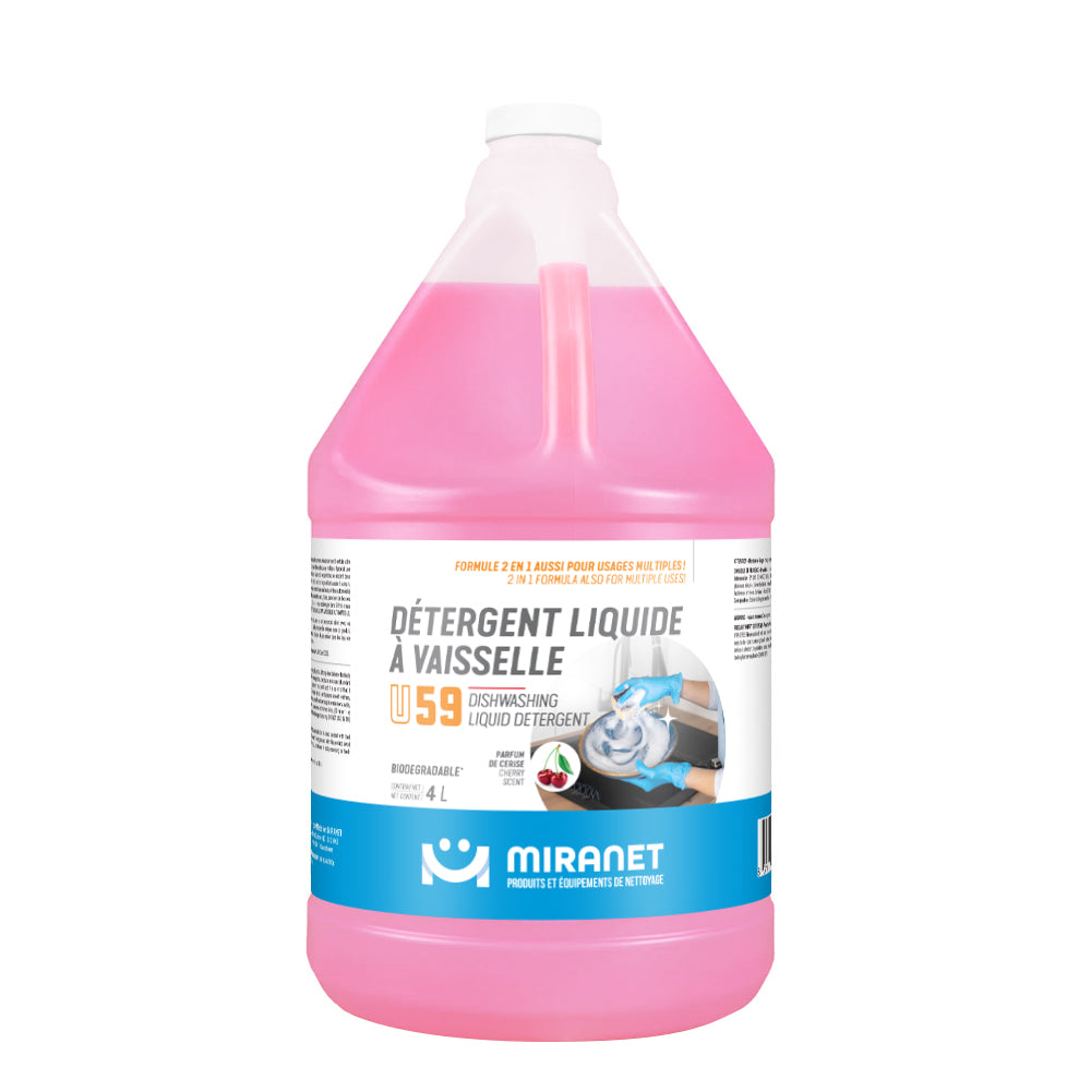 Détergent liquide à vaisselle U59 parfum de cerise bio 4L Miranet