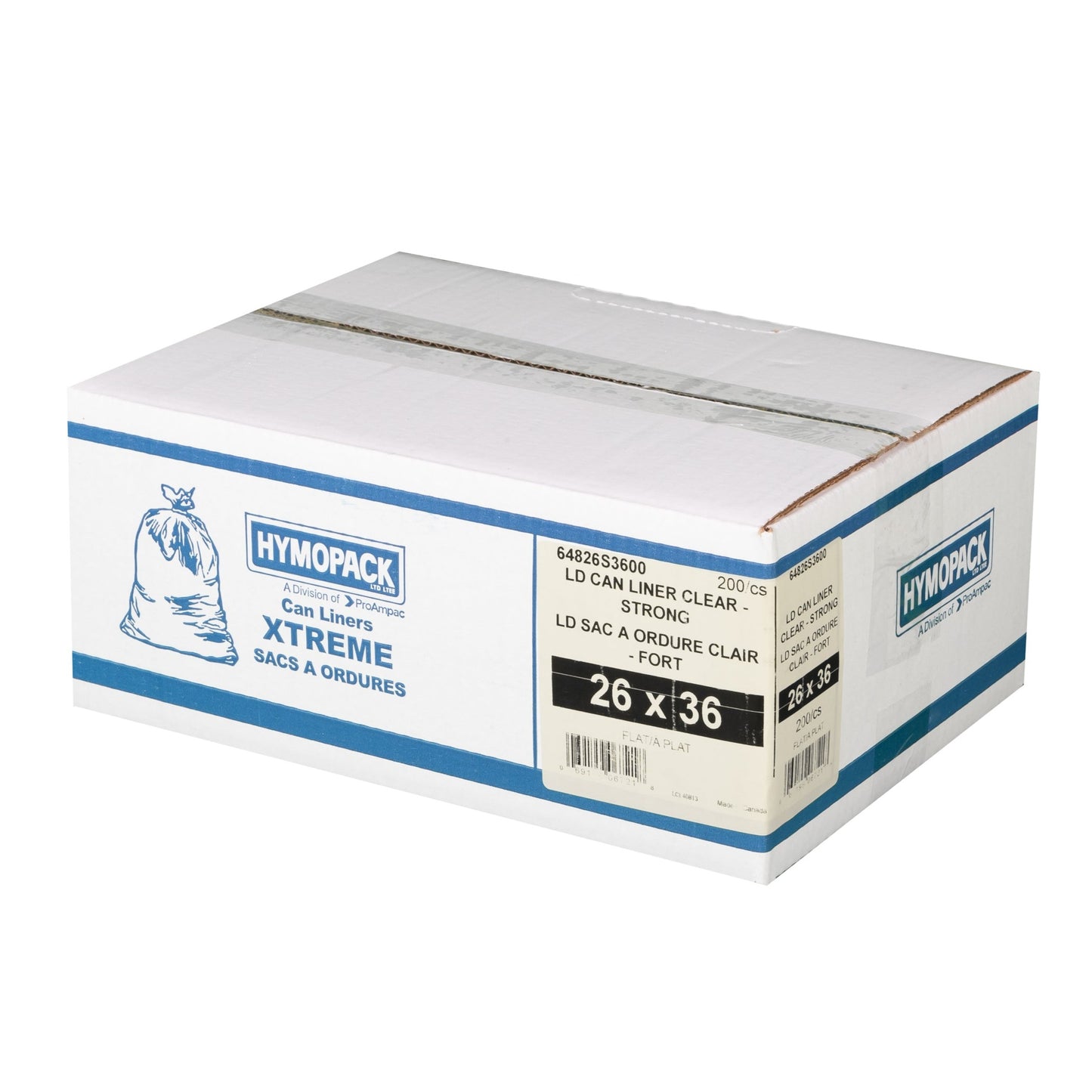 sacs ordures LD xtreme clair 26x36" fort hymopack proampac