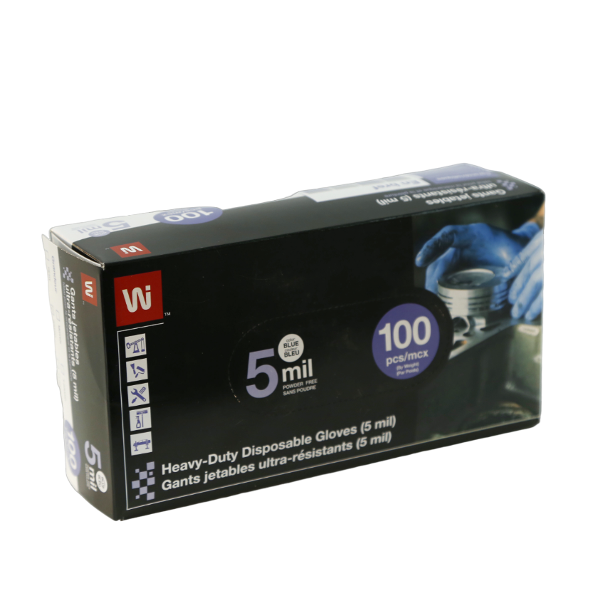 5 mil Disposable Gloves - Large, 100/box - Wipeco