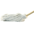 Synthetic round mop with wooden handle