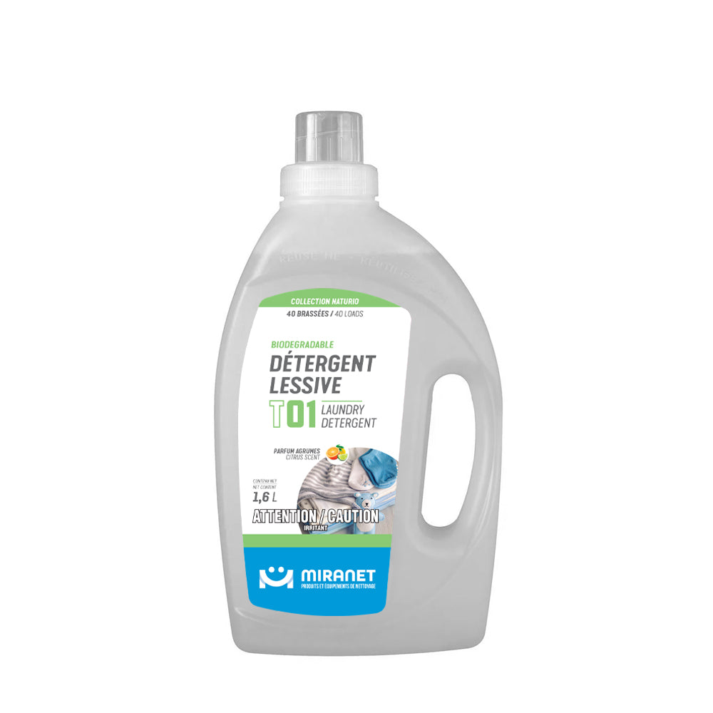 Détergent lessive biodégradable 40 brassées parfum agrumes 1,6L T01