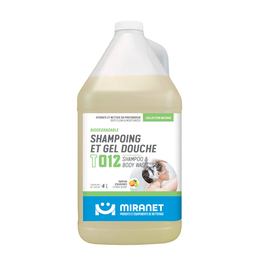 shampooing gel douche t012 biodégradable parfum orange 4l miranet