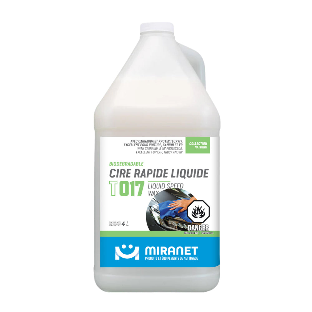 Cire rapide liquide biodégradable avec carnauba 4L T017 Miranet