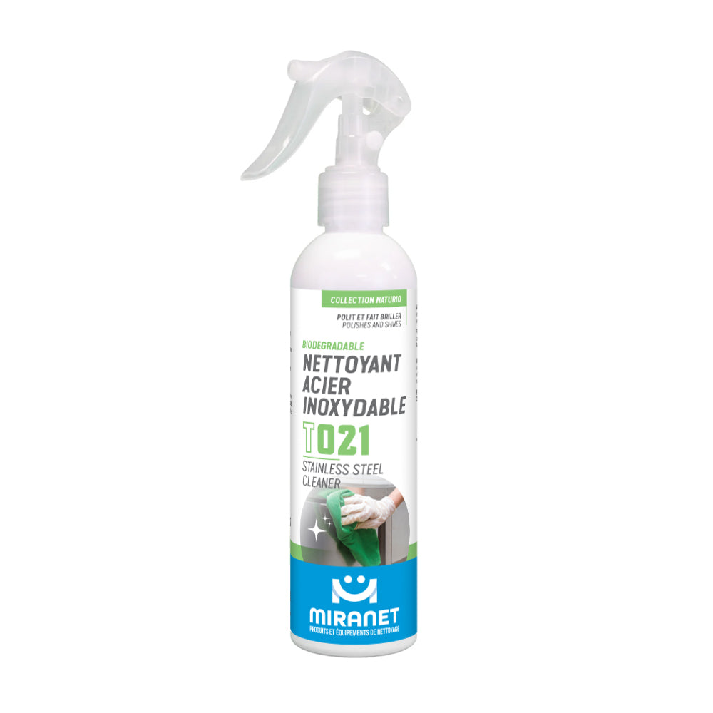 nettoyant acier inoxydable t021 biodégradable stainless 250ml miranet