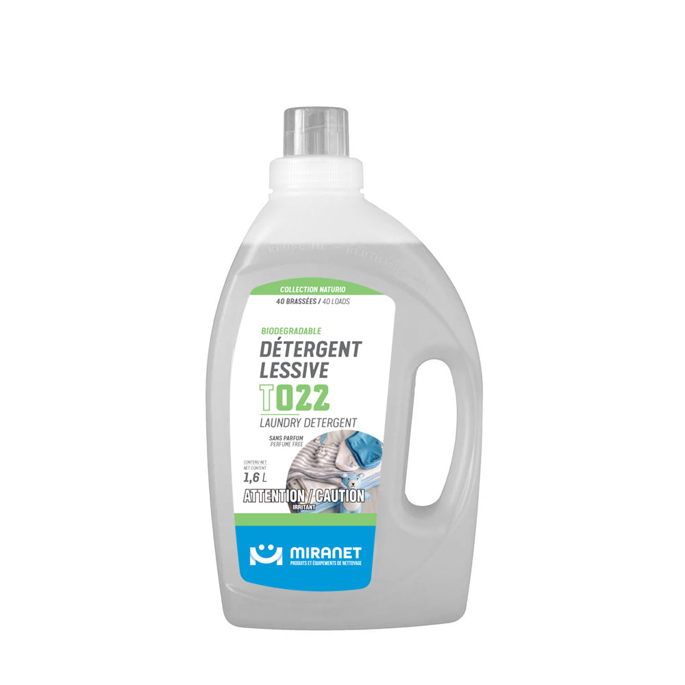 Détergent lessive T022 biodégradable sans parfum 1,6L Miranet