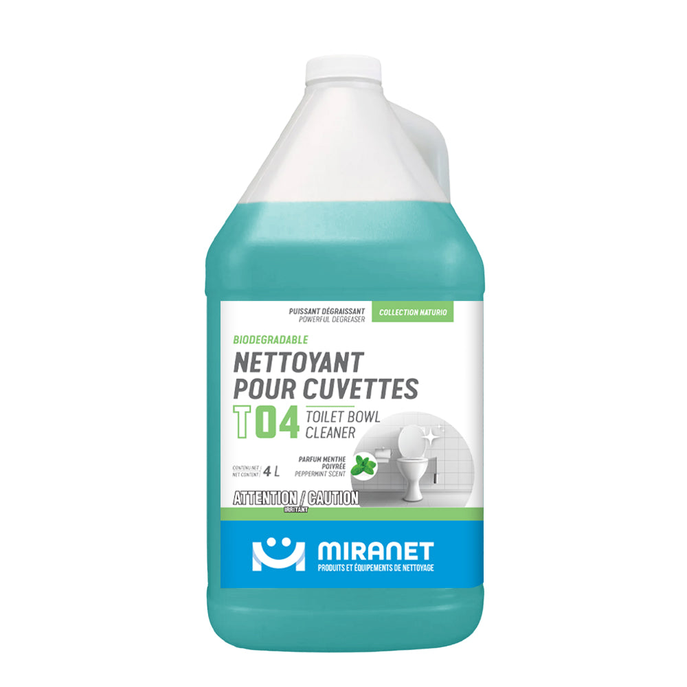 nettoyant cuvette t04 biodégradable puissant dégraissant parfum menthe poivrée 4l