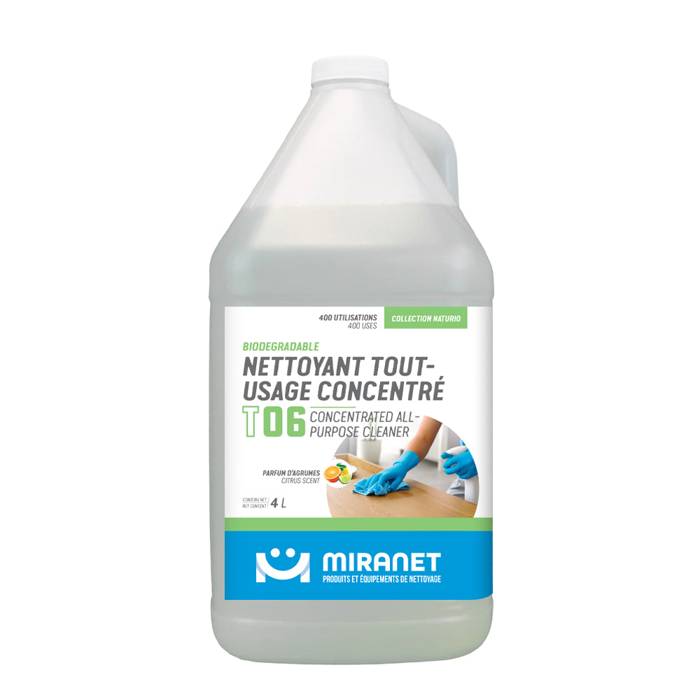 nettoyant tout-usage concentré t06 biodégradable parfum agrumes 4l miranet