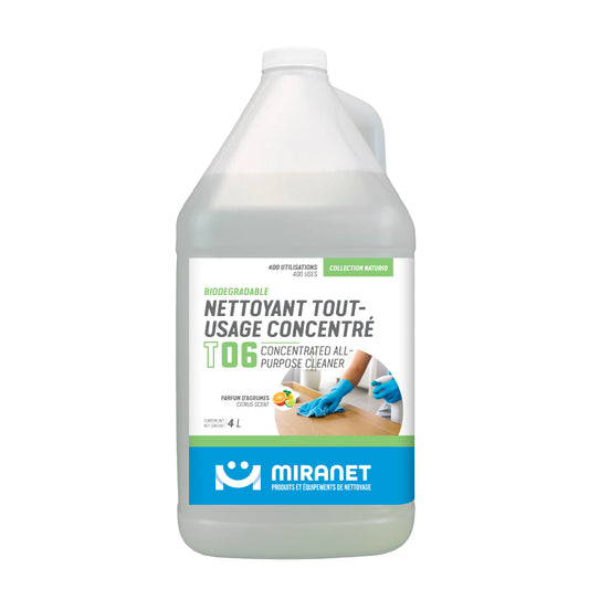nettoyant tout-usage concentré t06 biodégradable parfum agrumes 4l miranet