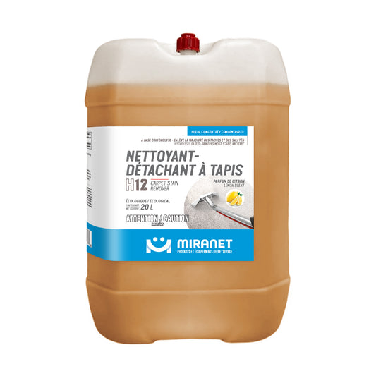 Nettoyant détachant tapis H12 base hydrolyse contre tache et saleté Miranet 20L