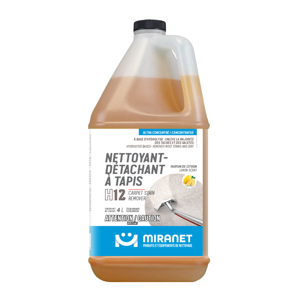 Nettoyant détachant tapis H12 base hydrolyse contre tache et saleté Miranet 4L