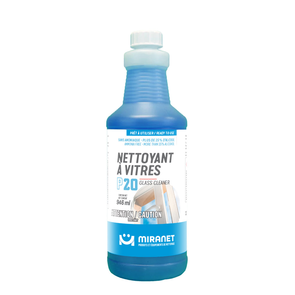Nettoyant vitres miroirs 15% alcool 1L P20 Miranet prêt utilisation