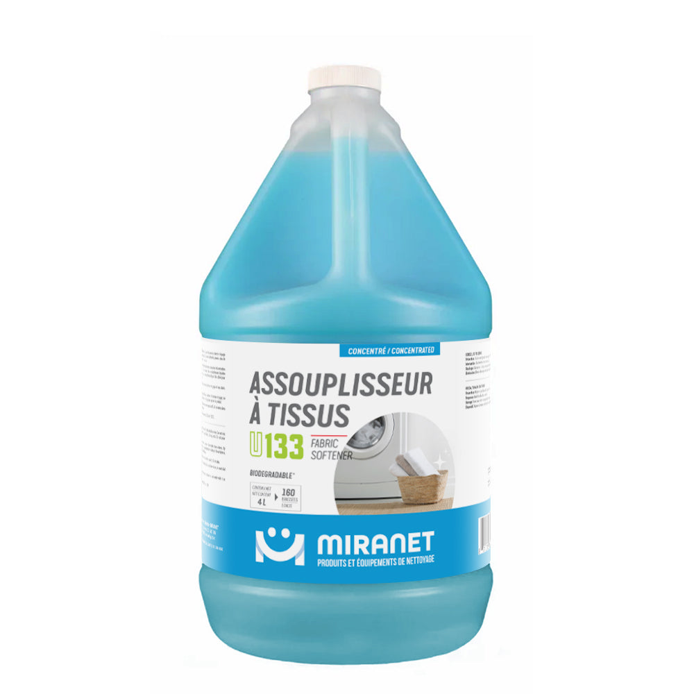 Miranet assouplisseur tissus biodégradable vêtement lessive 4L concentré compagnie québécoise