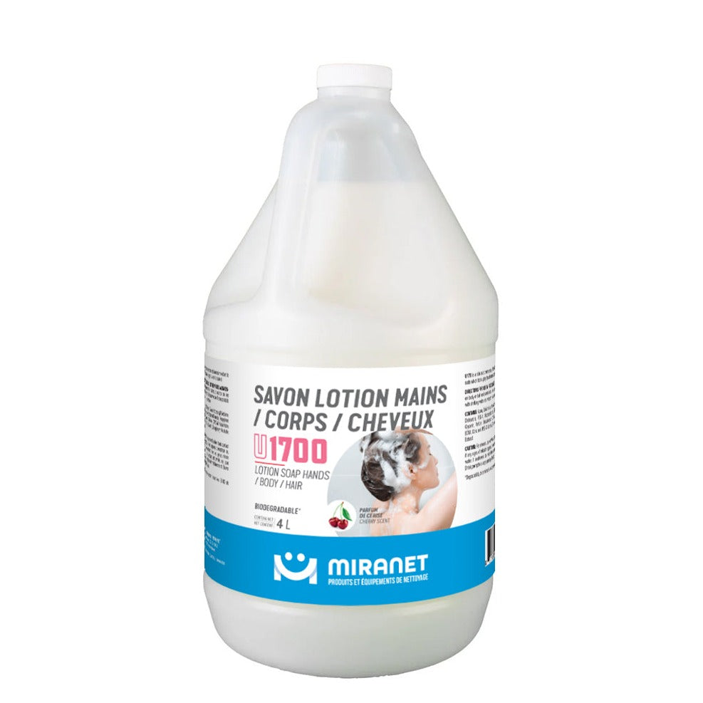 Savon lotion mains / corps / cheveux biodégradable - Odeur de cerise - U1700