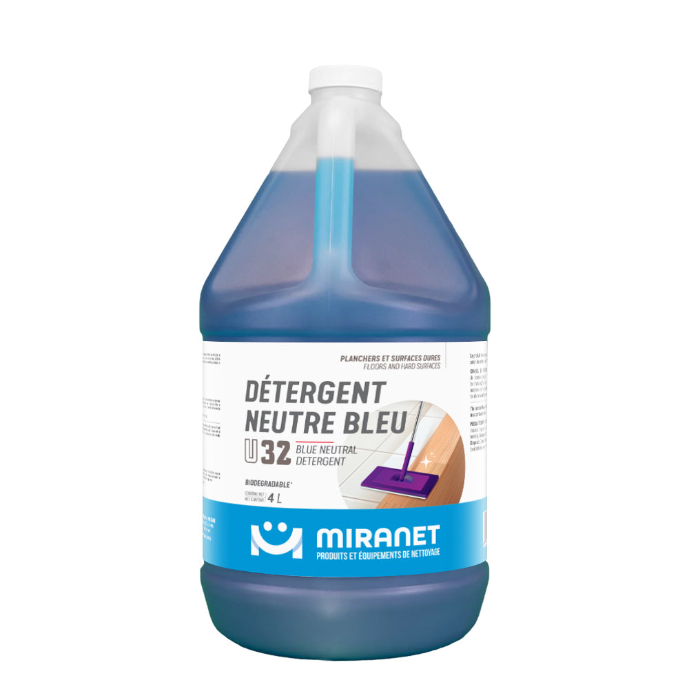 Détergent neutre bleu pour planchers surfaces dures bio 4L U32 Miranet