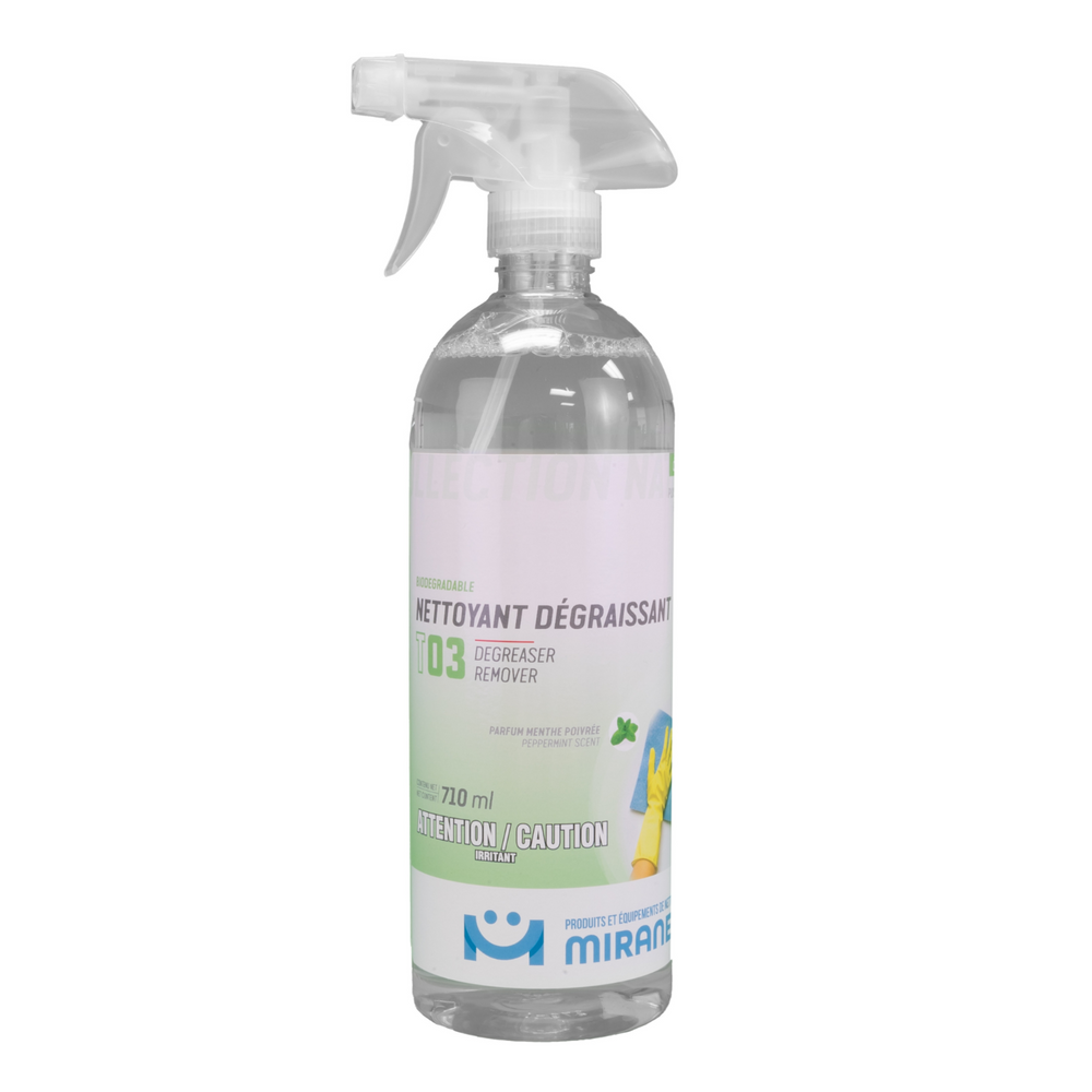 nettoyant dégraissant t03 biodégradable miranet parfum menthe poivré