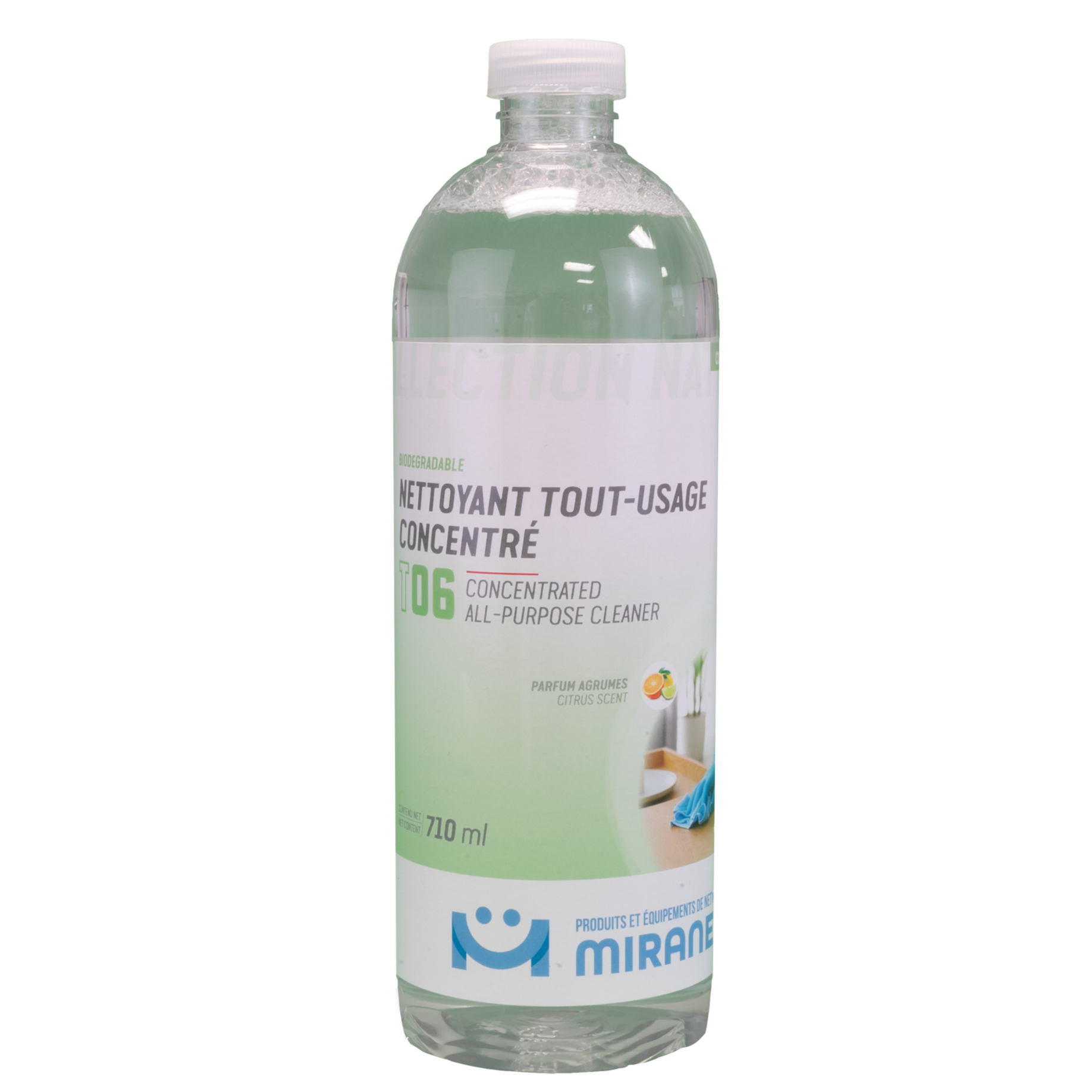 nettoyant tout-usage concentré t06 biodégradable parfum agrumes 710ml miranet