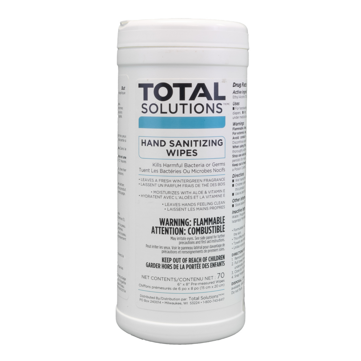 lingettes désinfectantes mains alcool qté 70 total solutions