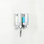Distributeur mural double douche savon shampoing gris satin aviva revitalisant