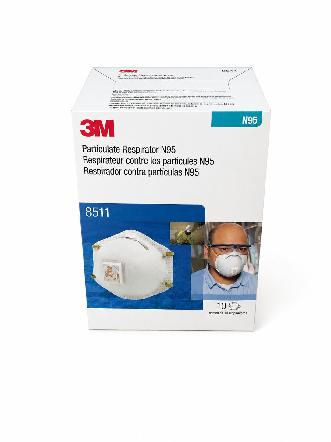 Boîte de 10 Masques Respiratoires 3M 8511 N95 avec Valve