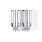 distributeur mural double douche savon shampoing revitalisant aviva chrome gris