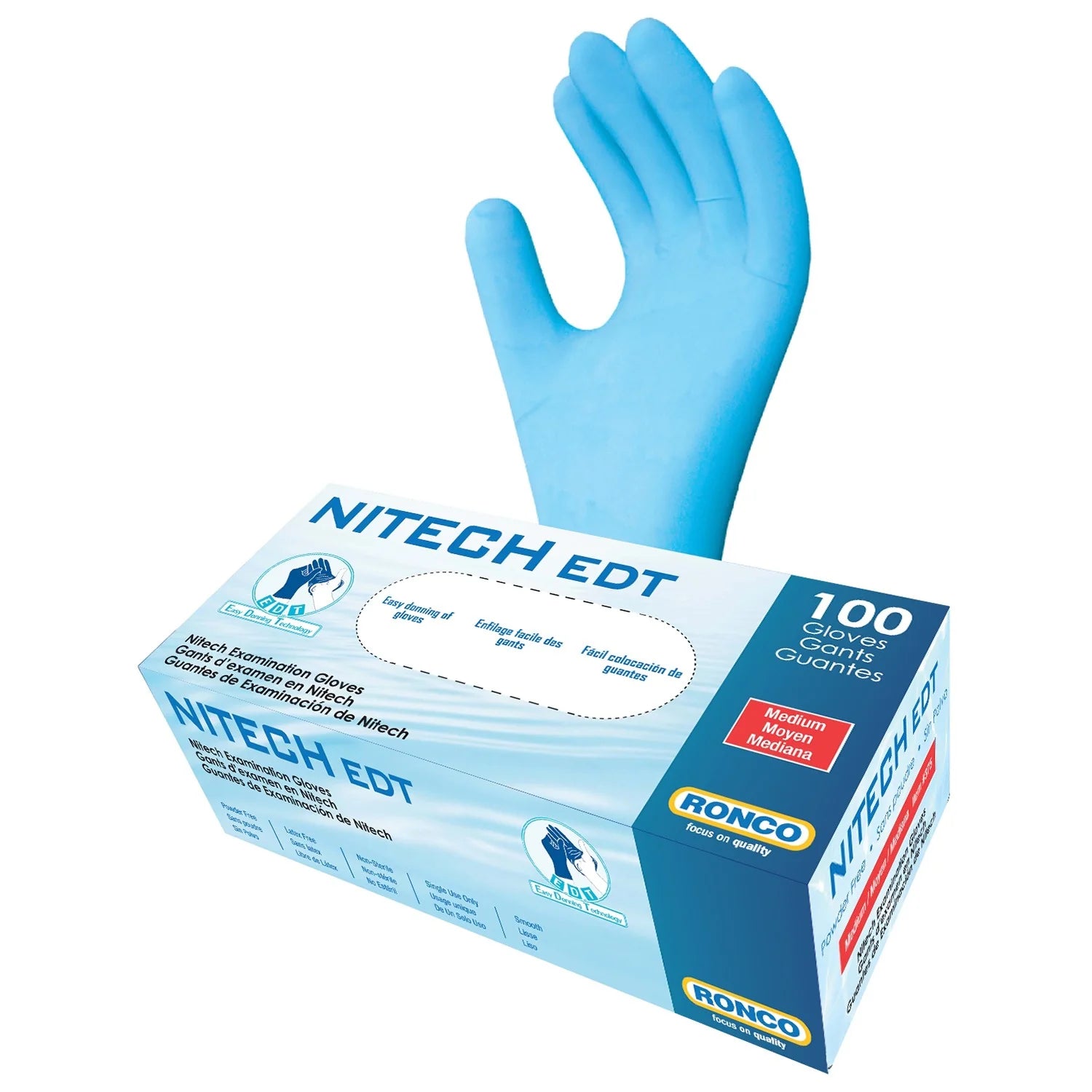 gants examen nitech bleu 100pcs ronco edt produit miranet
