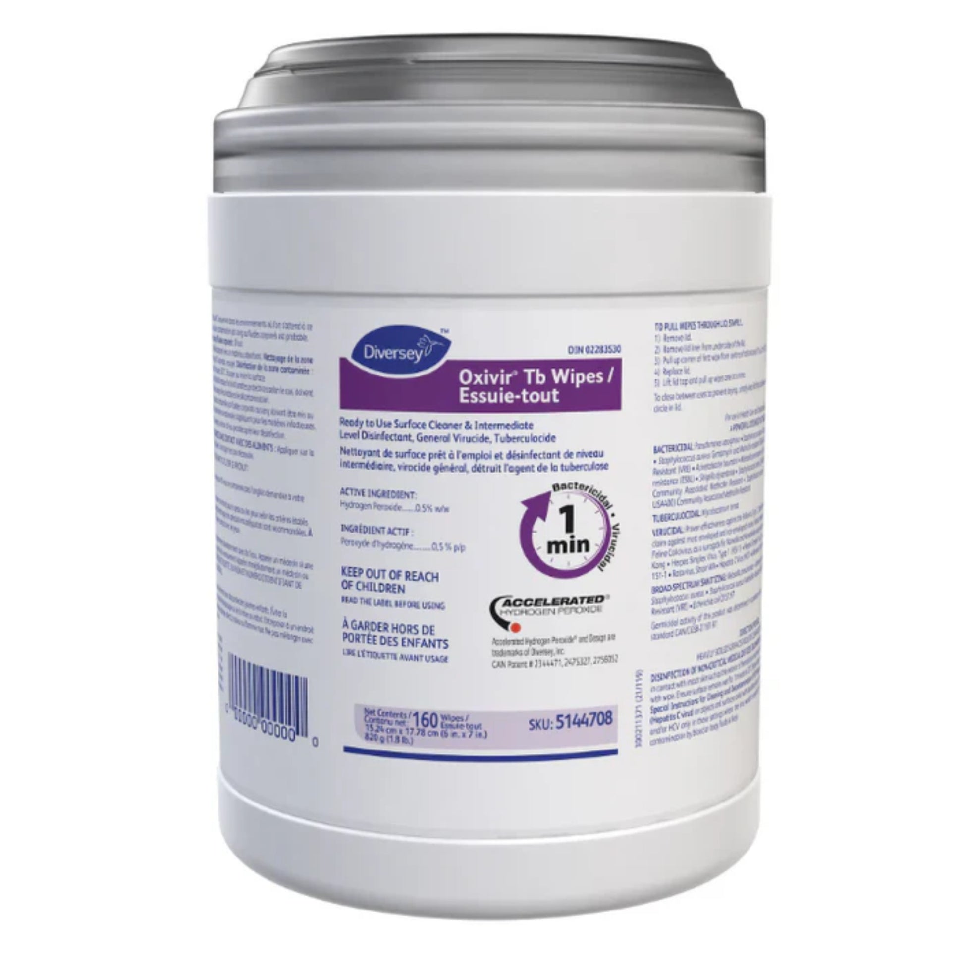 Lingettes humides désinfectantes Oxivir TB 160 unités 60 secondes