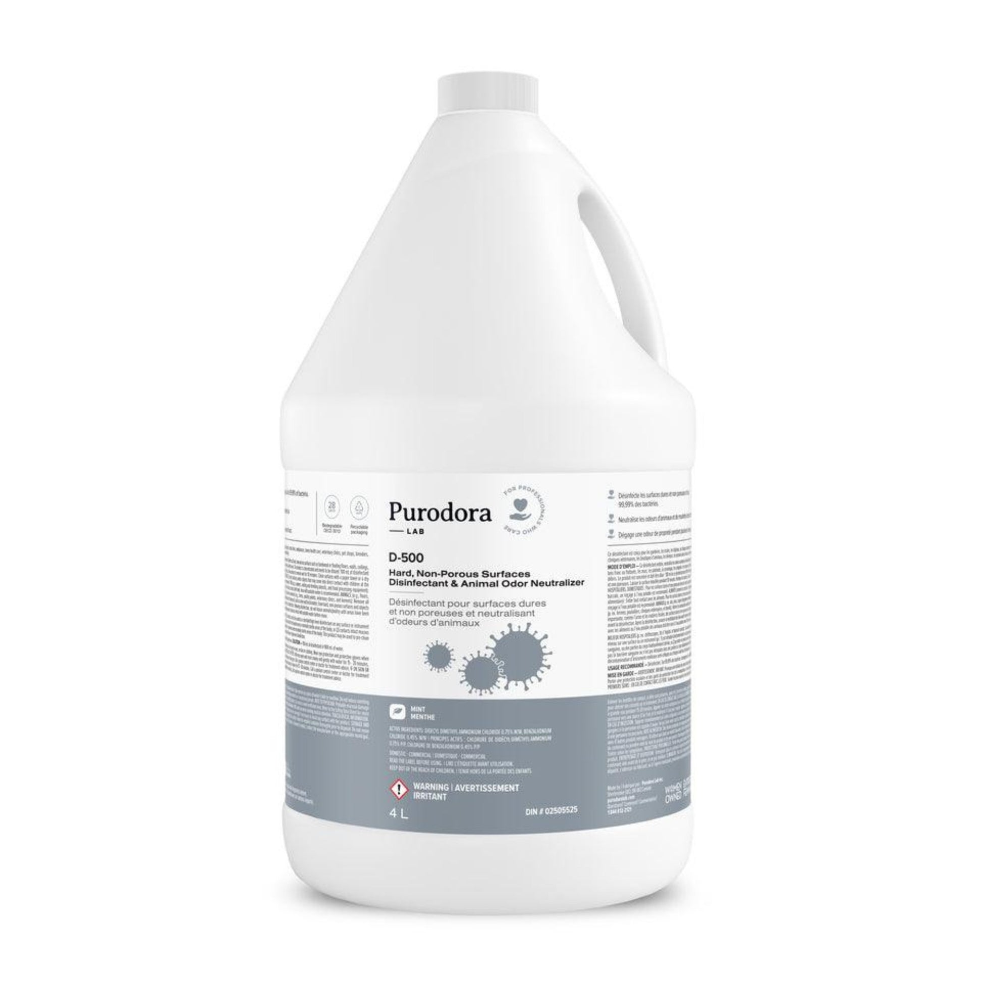 D500 nettoyant désinfectant neutralisant odeurs animaux surfaces dures 4L