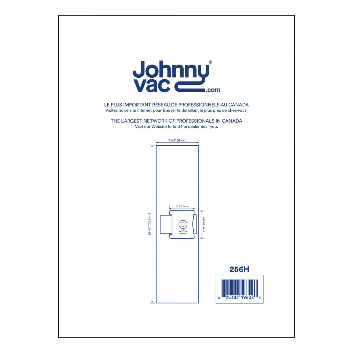 Johnny vac sacs hepa aspirateur commerciaux 256H ghibli AS6 paquet 5