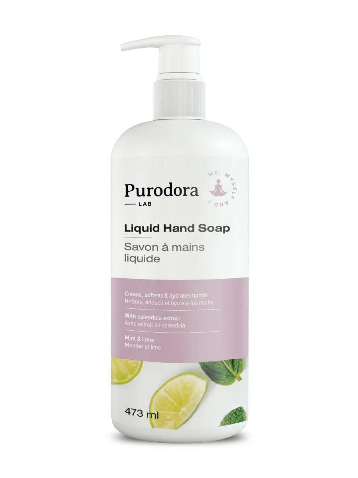 Purodora savon mains liquide menthe lime 473ml compagnie québécoise