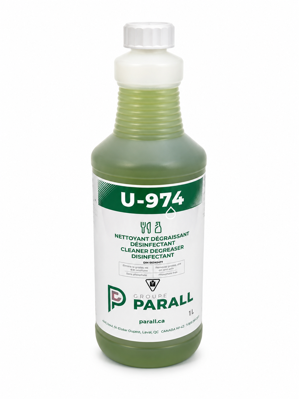 Restaurant degreasing disinfectant cleaner - U-974 - 4L